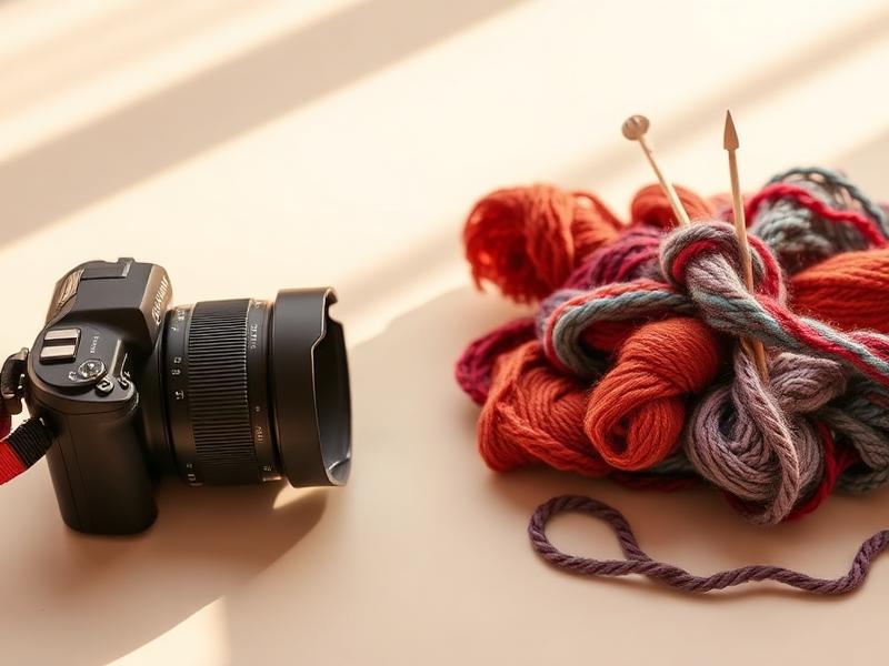 A camera facing a bundle of colorful yarn, ready to trade